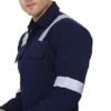 Men's Industrial Work Wear Coverall Boiler Suit, Navy Blue, 100% Cotton, with Reflective Tape