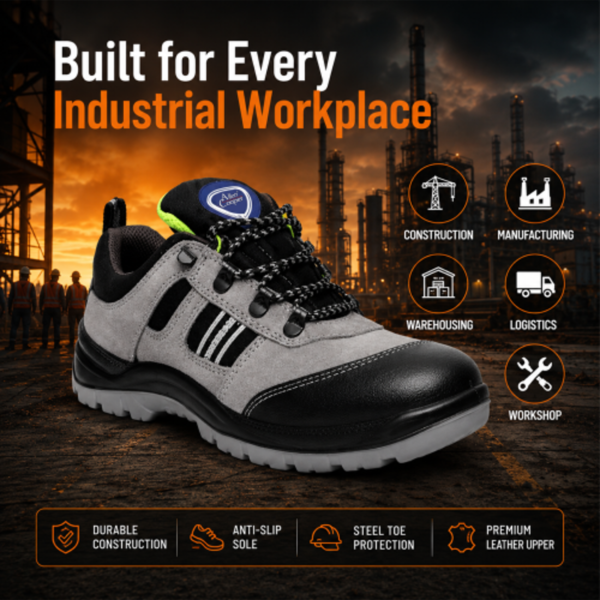 Allen Cooper AC-1156 Men's Steel Toe Leather Safety Shoes Heavy Duty Anti Slip, Oil Resistant Industrial Work Safety Shoe |