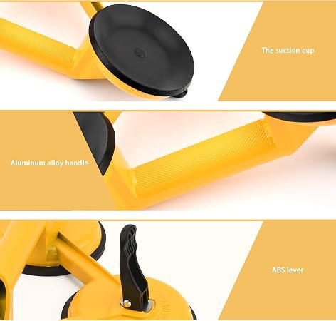 Triple CLAW Glass Suction Cups to Lift Large Glass - Triple Suction Cup Handle, Glass Suction Cups for Moving Glass, Marble, Ceramic Tiles, Household Appliances, Mirrors, etc.