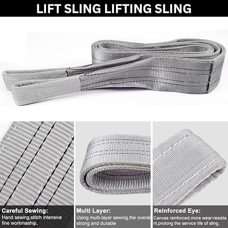 Polyester Webbing Sling (Pack of 1) | Grey Lifting Belt for Material Handling Warehouses Logistics & Crane Lifting (4 Ton 8 Mtr)
