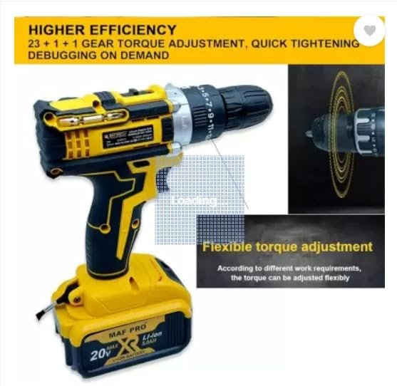 79 20V Cordless Drill Machine with Impact Lightweight Drill Machines Built-in LED Battery Drill Machine Magnetic Drill (10 mm Chuck Size)