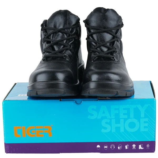 Tiger Leopard S1 EN Certified High Ankle Safety Shoes | Steel Toe PU Sole I Anti-Slip Industrial Work Boot