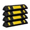 Hi-Ranger 500 mm, Pack of 4 Rubberised Car Wheel Parking Stopper for Garage Floor with Reflective Yellow Tape Curb