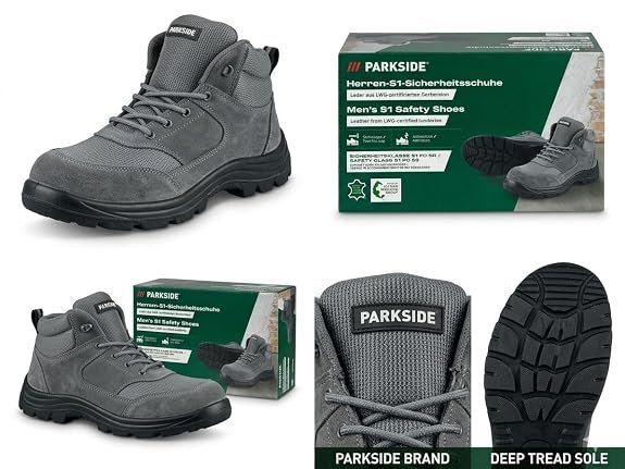 Parkside Men's S1 Safety Shoes with Steel Toe Cap, Grey |