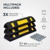 Hi-Ranger 500 mm, Pack of 4 Rubberised Car Wheel Parking Stopper for Garage Floor with Reflective Yellow Tape Curb