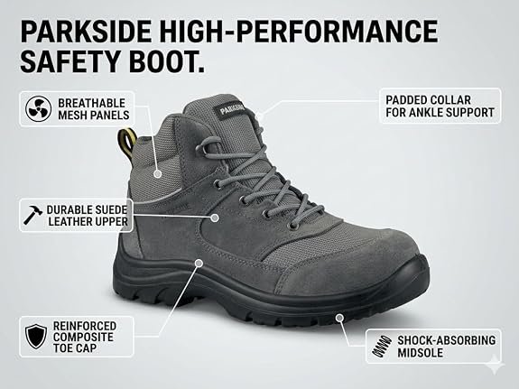 Parkside Men's S1 Safety Shoes with Steel Toe Cap, Grey |
