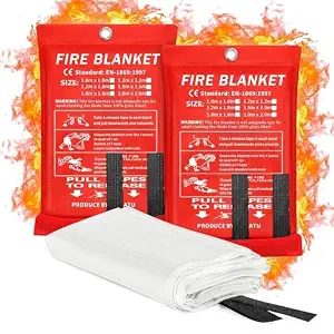 Fire Blanket (2m x 2m) for Home, Kitchen & Car | Emergency Fire Safety Blanket for Cooking & Electrical Fires | Reusable Fire Retardant Fiberglass Sheet for Industry, School, Office & Outdoor Use