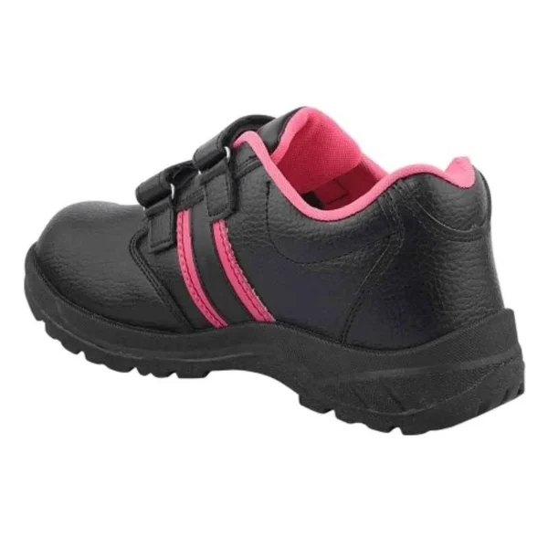 Fuel Riga Genuine Synthetic Leather Steel Toe Black & Pink Safety Shoes with PVC Single Density Sole |
