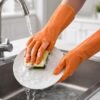 12 Inches Heavy Duty Hand Gloves, (Pack of 5) Washing Utensils, cleaning, Gardening, Dish Washing, Kitchen Gloves for Dishwashing, Industrial Gloves Orange |