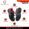 Fuel Riga Genuine Synthetic Leather Steel Toe Black & Pink Safety Shoes with PVC Single Density Sole |