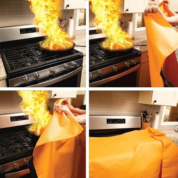 Fire Blanket (2m x 2m) for Home, Kitchen & Car | Emergency Fire Safety Blanket for Cooking & Electrical Fires | Reusable Fire Retardant Fiberglass Sheet for Industry, School, Office & Outdoor Use