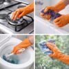 89 12 Inches Heavy Duty Hand Gloves, (Pack of 5) Washing Utensils, cleaning, Gardening, Dish Washing, Kitchen Gloves for Dishwashing, Industrial Gloves Orange |