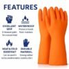 90 12 Inches Heavy Duty Hand Gloves, (Pack of 5) Washing Utensils, cleaning, Gardening, Dish Washing, Kitchen Gloves for Dishwashing, Industrial Gloves Orange |