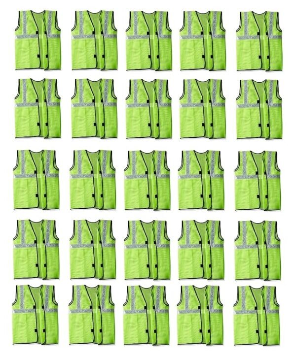 Reflective Jacket Men | High Visibility Green Safety Jacket for Construction & Industrial Work (Pack of 25)