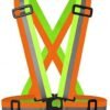 Reflective Vest Cross Belt Orange And Green Pack of 1 Adjustable Straps Ideal for Safety Construction Industrial work Cycling Running Travelling and Outdoor Activities