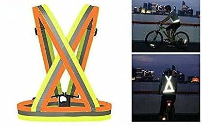 Reflective Vest Cross Belt Orange And Green Pack of 1 Adjustable Straps Ideal for Safety Construction Industrial work Cycling Running Travelling and Outdoor Activities