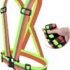 Reflective Vest Cross Belt Orange And Green Pack of 1 Adjustable Straps Ideal for Safety Construction Industrial work Cycling Running Travelling and Outdoor Activities