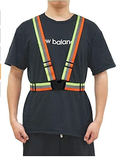 Reflective Vest Cross Belt Orange And Green Pack of 1 Adjustable Straps Ideal for Safety Construction Industrial work Cycling Running Travelling and Outdoor Activities