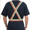 Reflective Vest Cross Belt Orange And Green Pack of 1 Adjustable Straps Ideal for Safety Construction Industrial work Cycling Running Travelling and Outdoor Activities