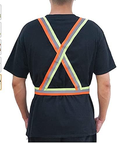 Reflective Vest Cross Belt Orange And Green Pack of 1 Adjustable Straps Ideal for Safety Construction Industrial work Cycling Running Travelling and Outdoor Activities