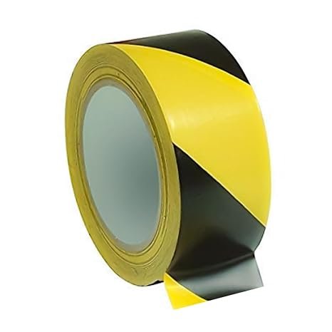 2 inch X 15 meter Pack of 1 Floor Marking Self Adhesive Safety Caution Tape High-Visibility Tape Bright Color PVC Vinyl Tape in Yellow Black Zebra Design