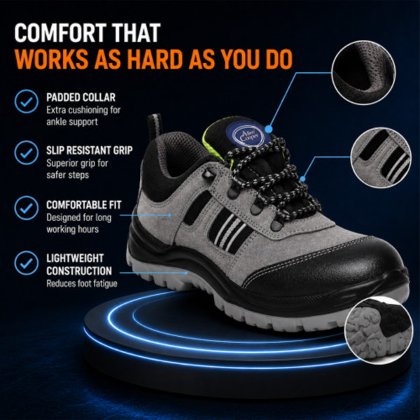 Allen Cooper AC-1156 Men's Steel Toe Leather Safety Shoes Heavy Duty Anti Slip, Oil Resistant Industrial Work Safety Shoe |