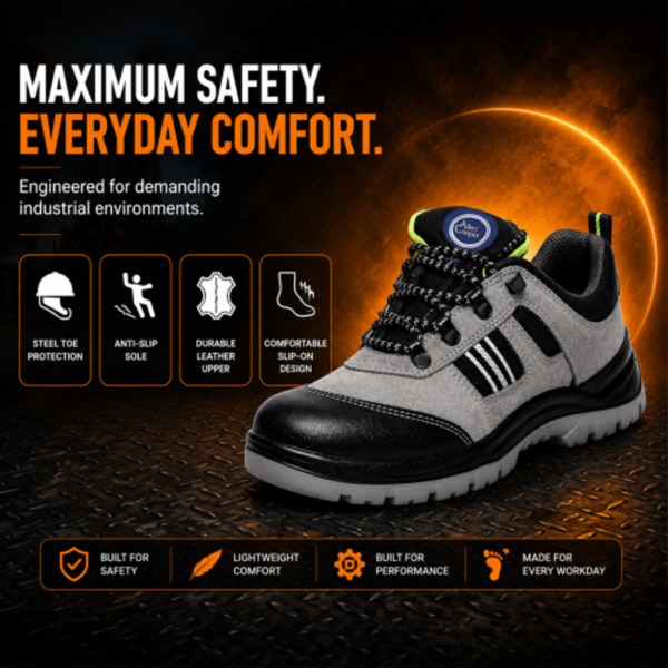 Allen Cooper AC-1156 Men's Steel Toe Leather Safety Shoes Heavy Duty Anti Slip, Oil Resistant Industrial Work Safety Shoe |