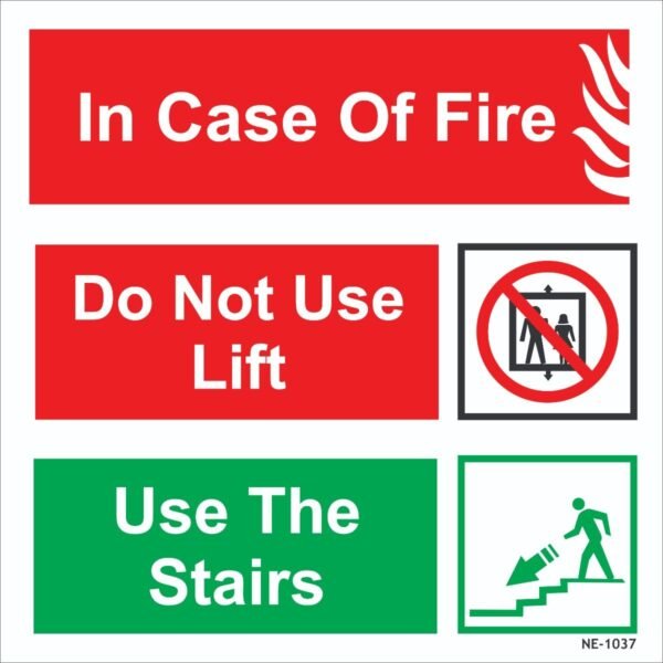 Sign Board DO NOT USE LIFT, USE THE STAIRS I UV Digital Self-Adhesive Wall Mount Foam Sheet Waterproof Sticker for Hotel Home Bank Office | BIS Approved 8X8 Inch