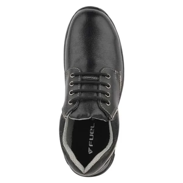 10 Fuel Leon R Grain Leather Steel Toe Black Safety Shoes with Rubber Sole |