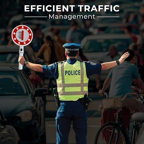 Robustt Dual-Sided STOP/GO handheld Sign - High Visibility LED, Battery Operated, Portable, and Lightweight Stop Sign for Traffic Management |
