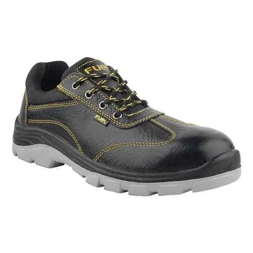 Fuel Mortar Grain Leather Steel Toe Black Safety Shoes with PU & PVC Double Density Sole |