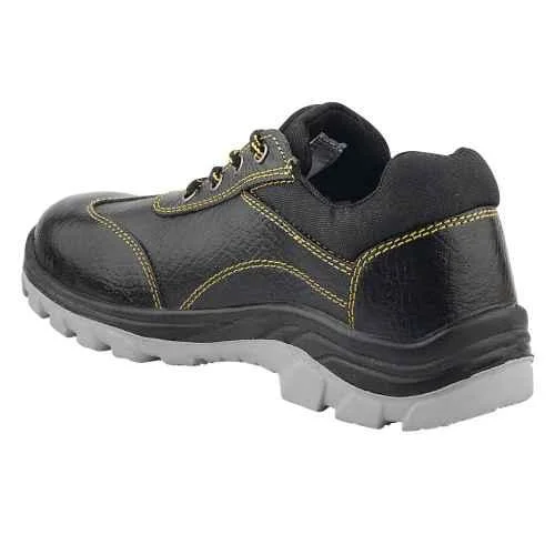 Fuel Mortar Grain Leather Steel Toe Black Safety Shoes with PU & PVC Double Density Sole |