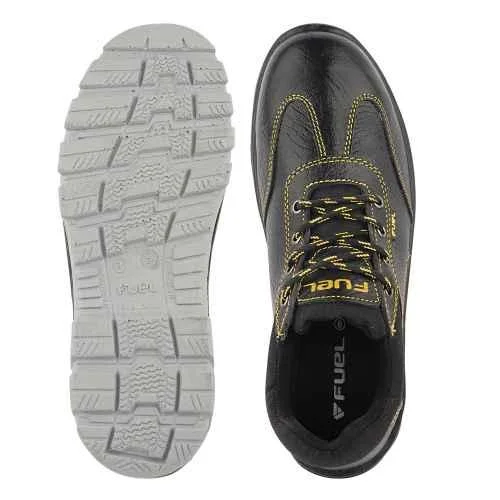 Fuel Mortar Grain Leather Steel Toe Black Safety Shoes with PU & PVC Double Density Sole |