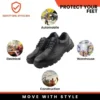 Fuel Spear SD Grain Leather Steel Toe Black Safety Shoes with PU Single Density Sole |