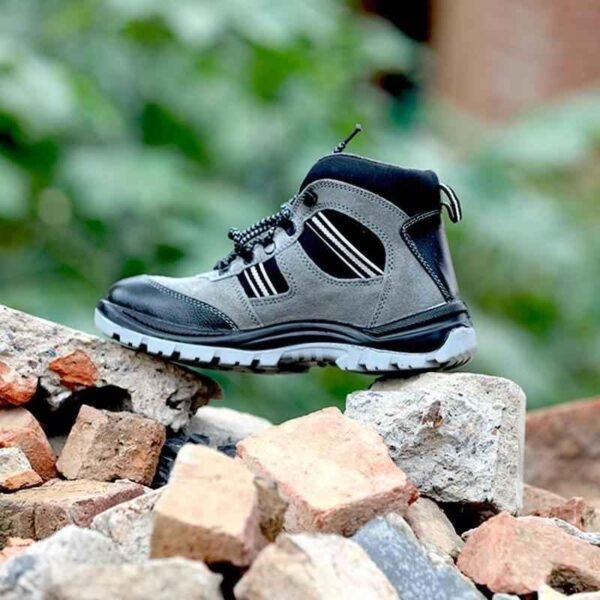5 Allen Cooper AC 1157 Leather Antistatic Steel Toe Grey & Black Work Safety Shoes |