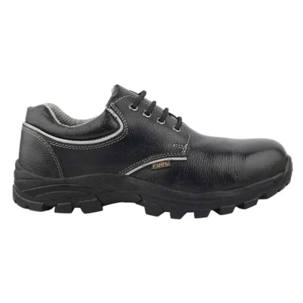 7 Fuel Leon R Grain Leather Steel Toe Black Safety Shoes with Rubber Sole |