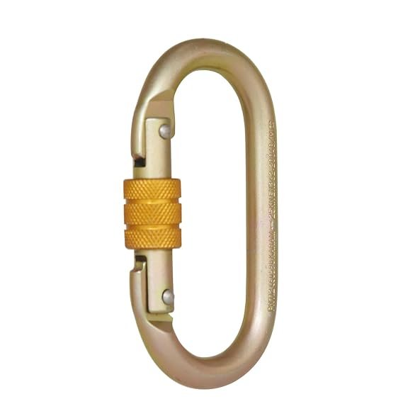 Steel Carabiner Hook Gate Opening: 18 mm, Tensile Strength: 25 Kn - Golden (PN 112)' (Alloy Steel, Steel Screw Locking Karabiner) |