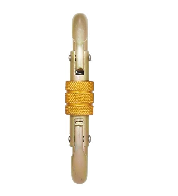 Steel Carabiner Hook Gate Opening: 18 mm, Tensile Strength: 25 Kn - Golden (PN 112)' (Alloy Steel, Steel Screw Locking Karabiner) |