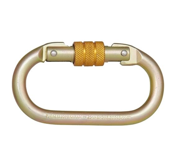 78 Steel Carabiner Hook Gate Opening: 18 mm, Tensile Strength: 25 Kn - Golden (PN 112)' (Alloy Steel, Steel Screw Locking Karabiner) |