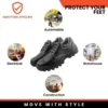 8 Fuel Leon R Grain Leather Steel Toe Black Safety Shoes with Rubber Sole |